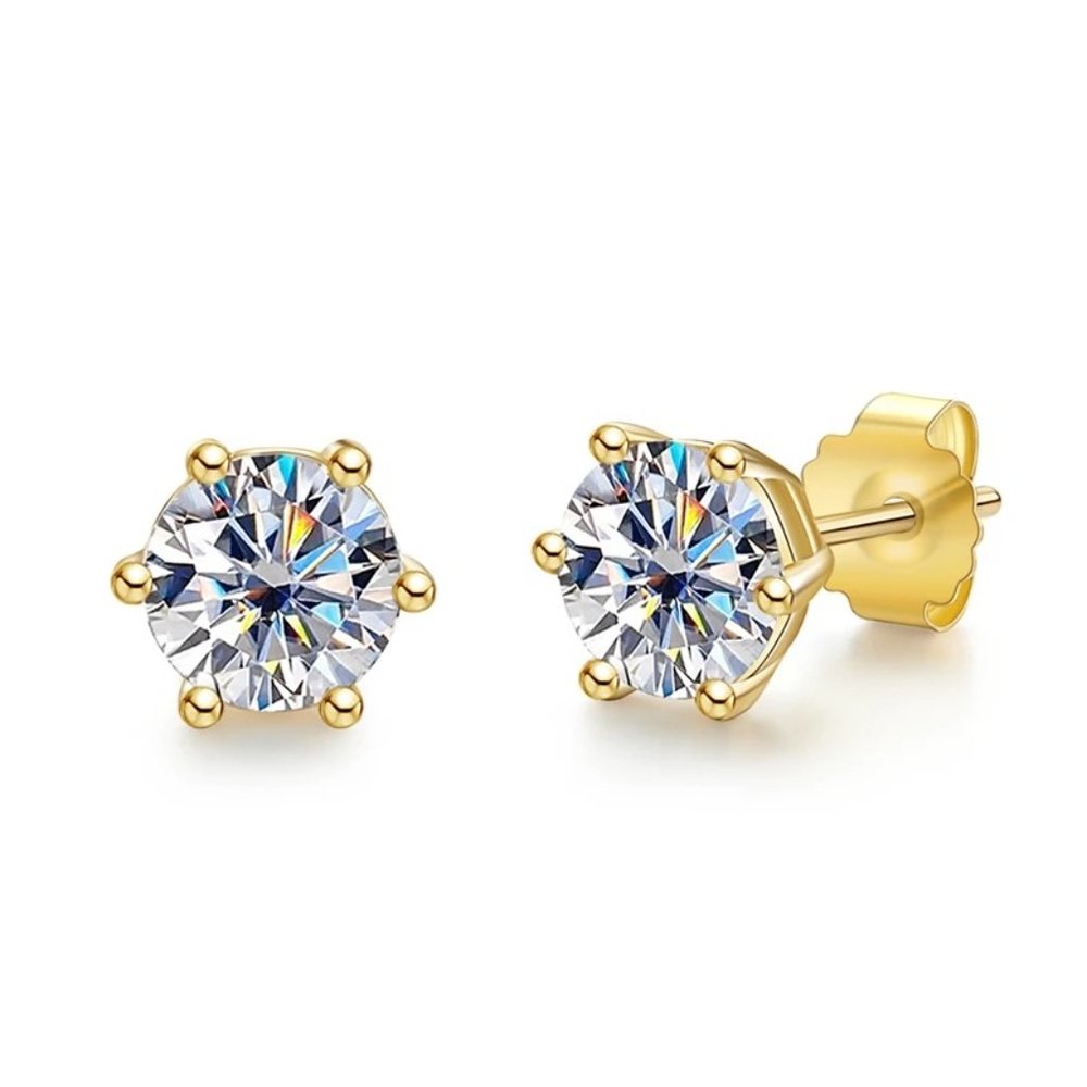 Certified 4ct. t.w. Diamond Stud Earrings 18k Gold over Italy Silver - Picture 5 of 16